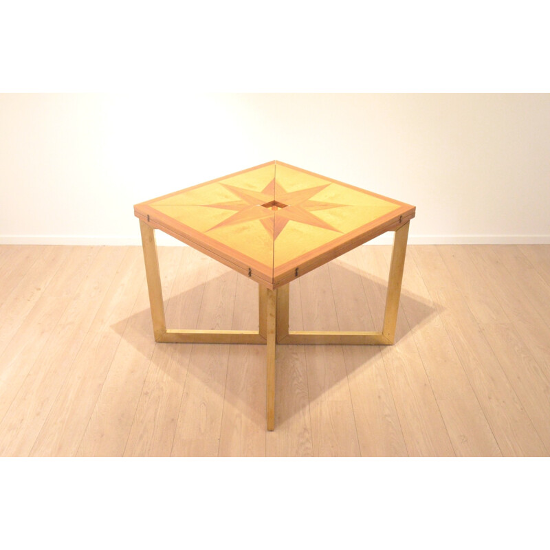 French table in wood and brass - 1960s