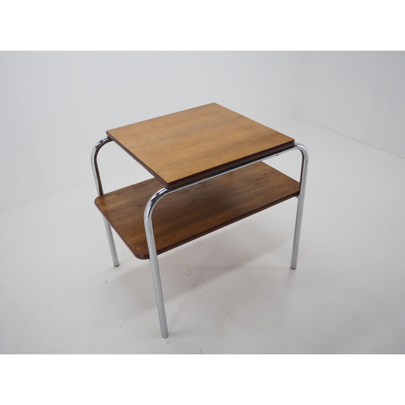 Console vintage in legno e cromo