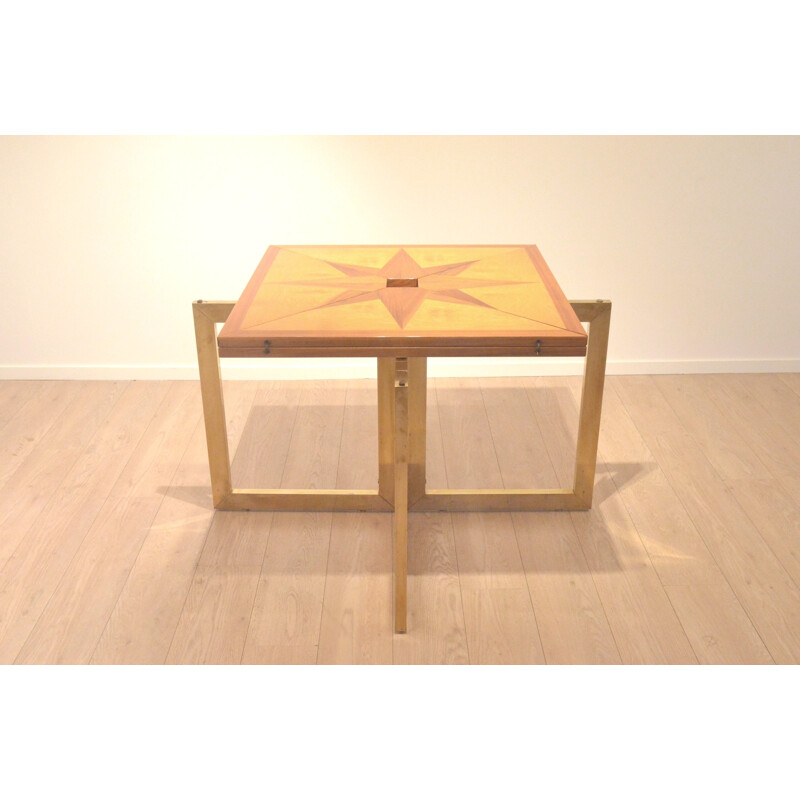 French table in wood and brass - 1960s