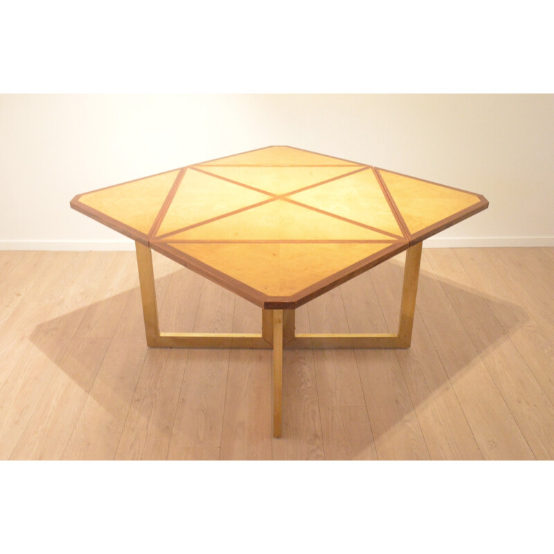 French table in wood and brass - 1960s