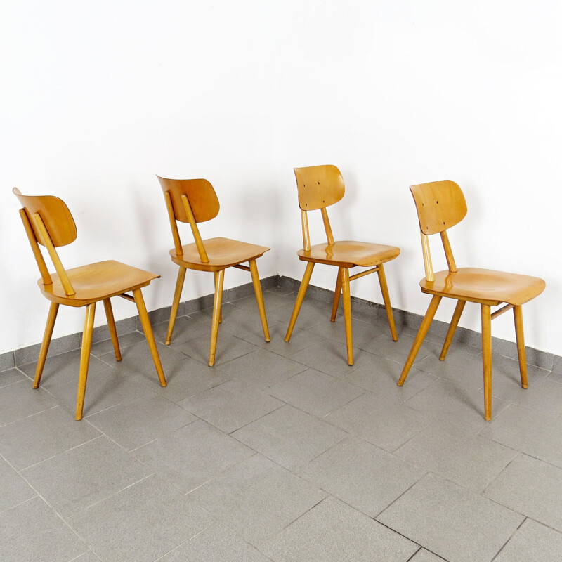 Set of 4 vintage chairs by Ton Czechoslovakia 1960