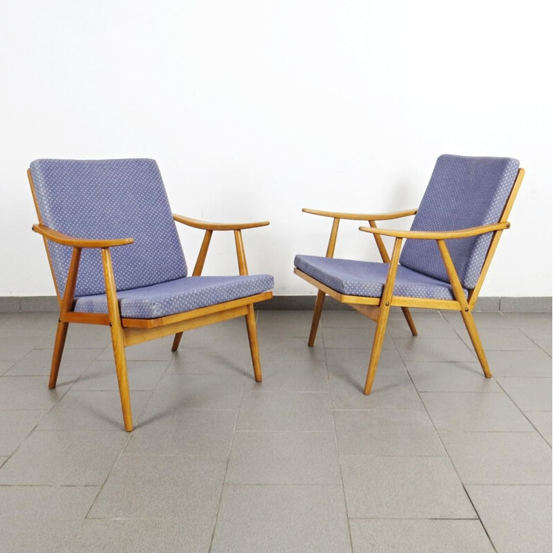 Pair of vintage Armchair by Ton Czechoslovakia 1960s