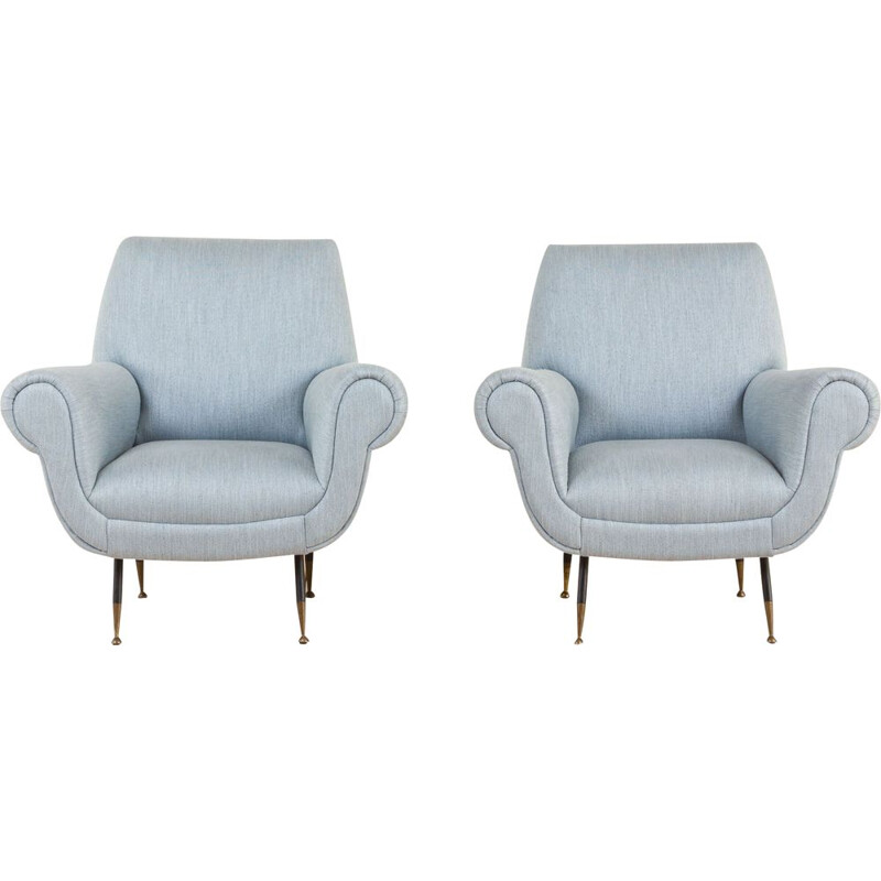 Pair of Gigi Radice Albert Vintage Lounge Armchairs for Minotti Italy 1950