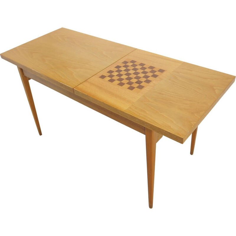 Table d'échecs vintage en bois, Tchécoslovaquie