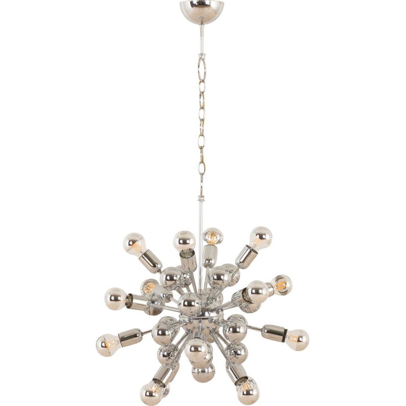 Vintage space-age Sputnik lamp Chrome plated chandelier Italy 1970