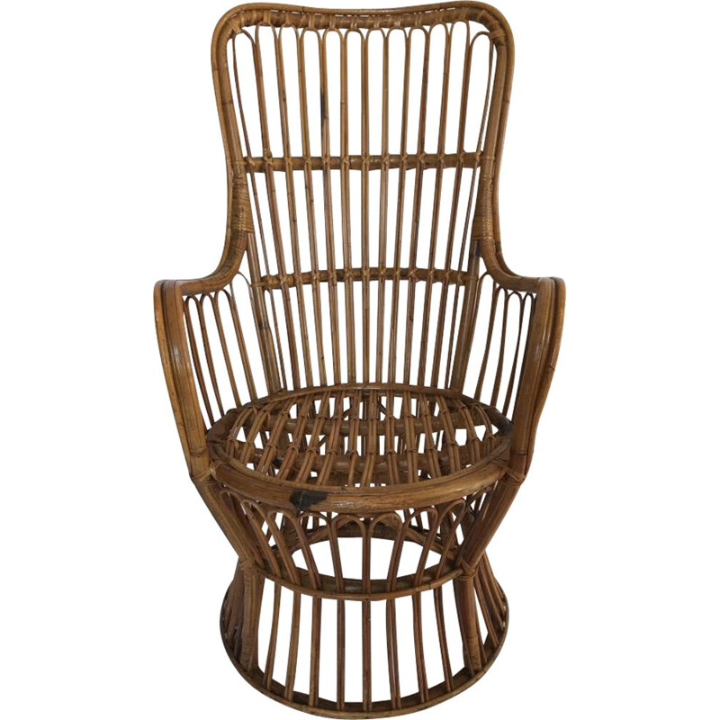 Vintage rattan armchair by Dal Vera Italy 1950