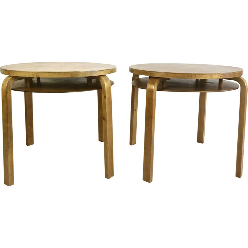 Pair de tables d'appoint vintage par Alvar Aalto 1930