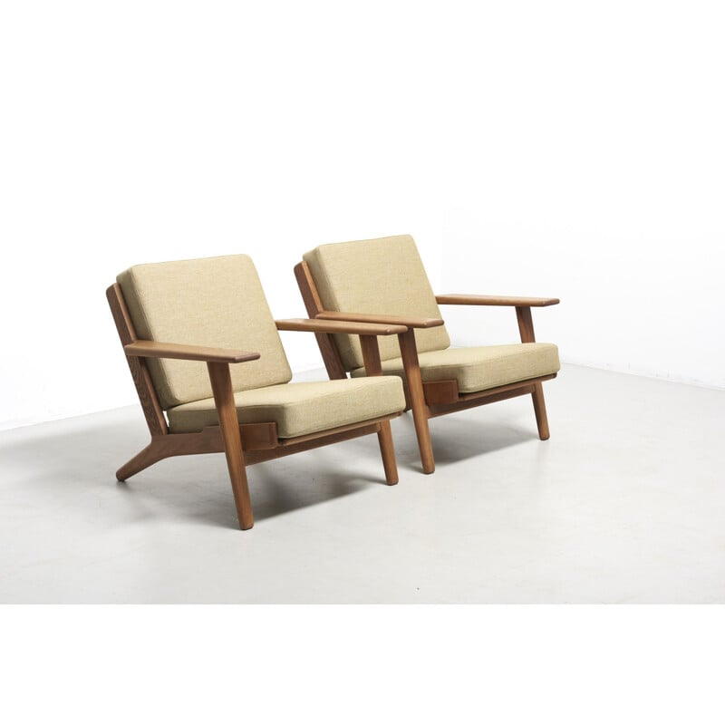 Pair of vintage Easy Chairs in Oak by Hans J. Wegner for Getama Denmark 1950s