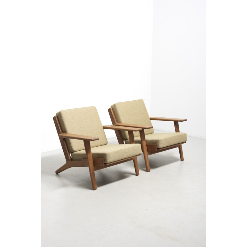 Pair of vintage Easy Chairs in Oak by Hans J. Wegner for Getama Denmark 1950s