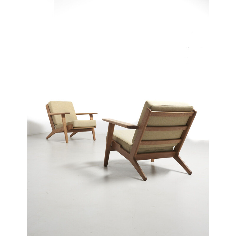 Pair of vintage Easy Chairs in Oak by Hans J. Wegner for Getama Denmark 1950s