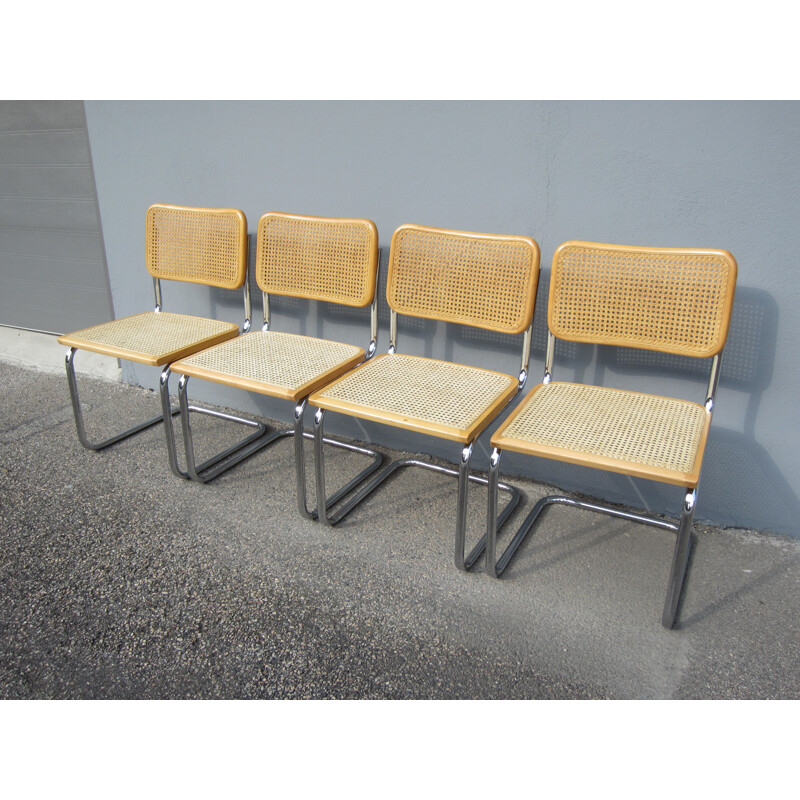 Lot de 4 chaises vintage Cesca par Marcel Breuer Italie