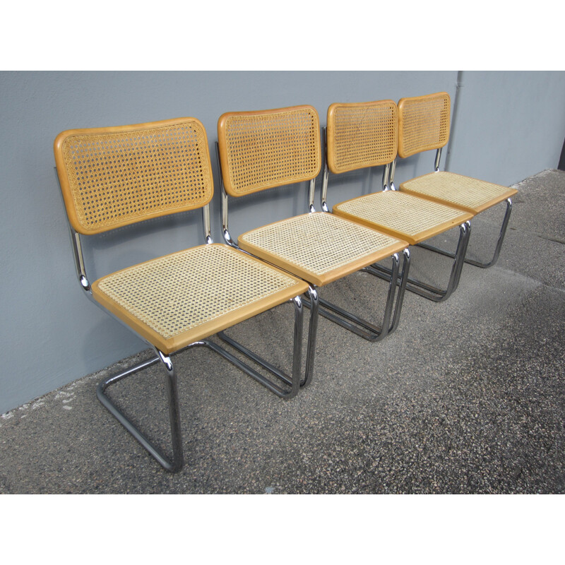 Lot de 4 chaises vintage Cesca par Marcel Breuer Italie