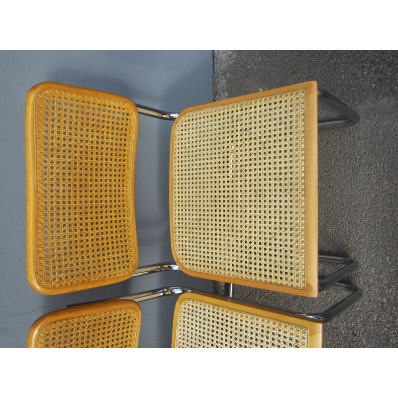 Lot de 4 chaises vintage Cesca par Marcel Breuer Italie