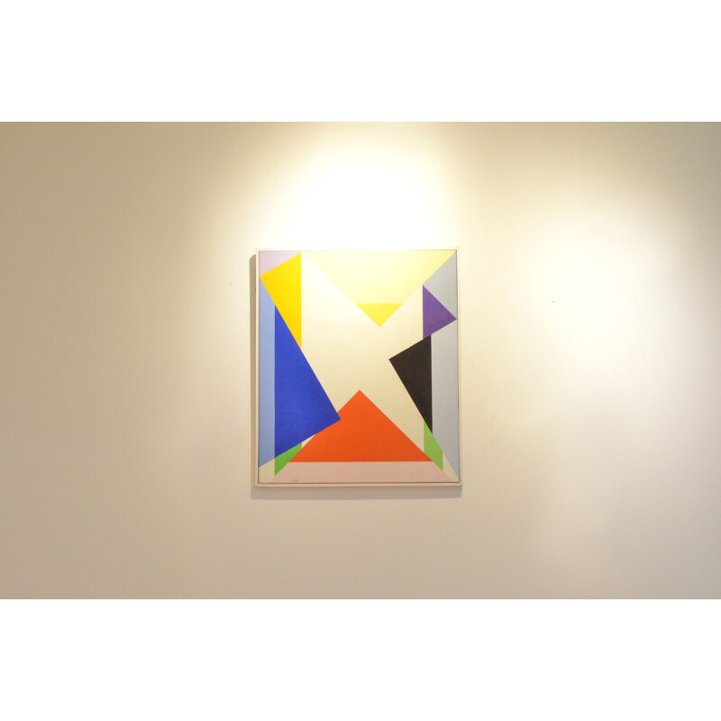 Oil painting with multicolor shapes - 1974