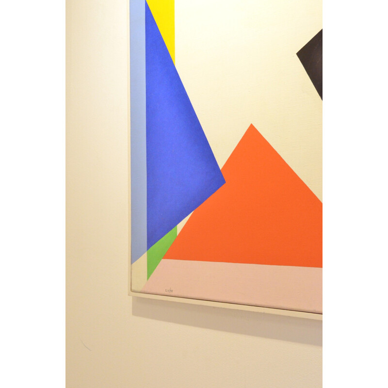 Oil painting with multicolor shapes - 1974