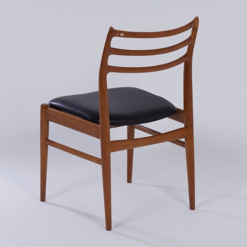 Vintage Danish Dining Chair in Teak and Black Leather 1960s