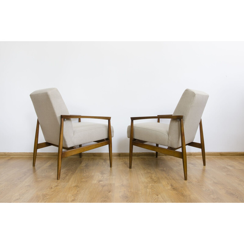 Pair of vintage beige armchairs 1960