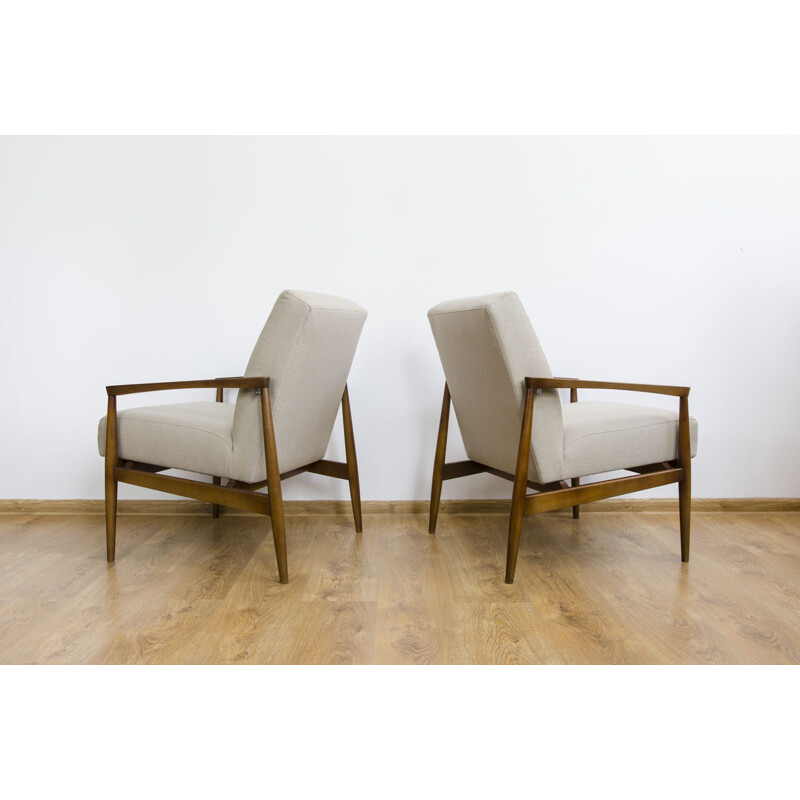 Pair of vintage beige armchairs 1960