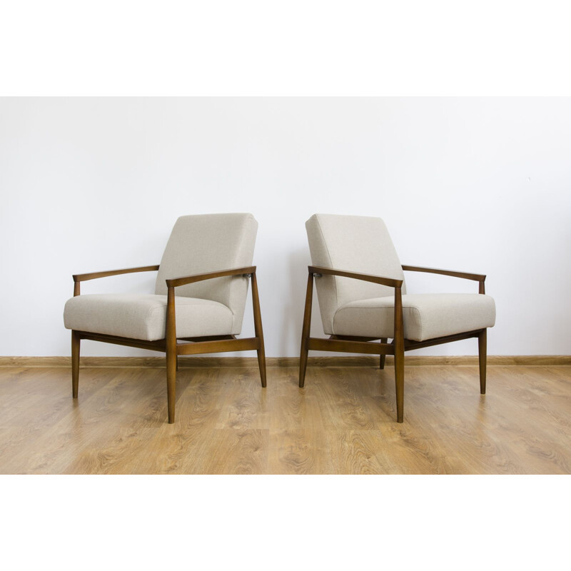 Pair of vintage beige armchairs 1960