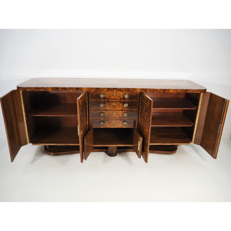 Vintage Art Deco Walnut Veneer Buffet 1940s