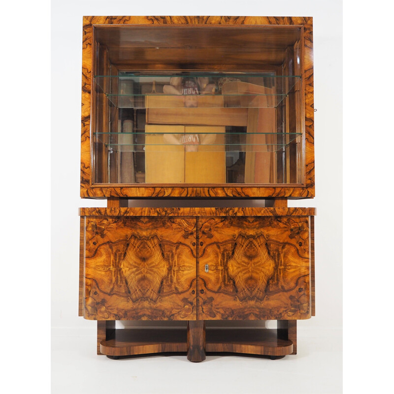 Cabinet vintage en plaqué noyer, Art Déco