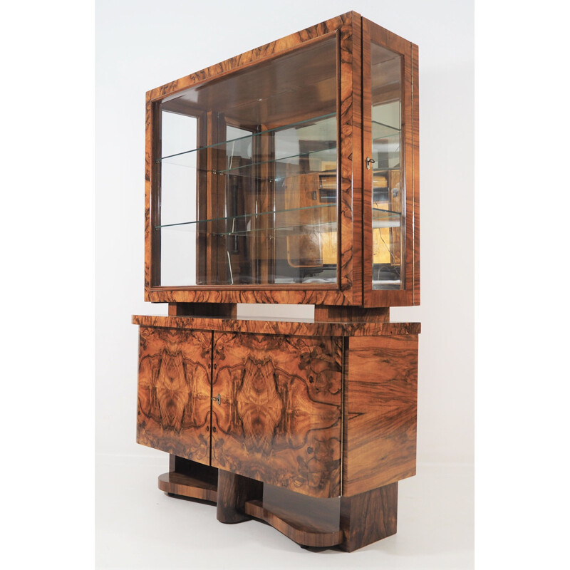 Vintage cabinet in walnut veneer, Art Deco