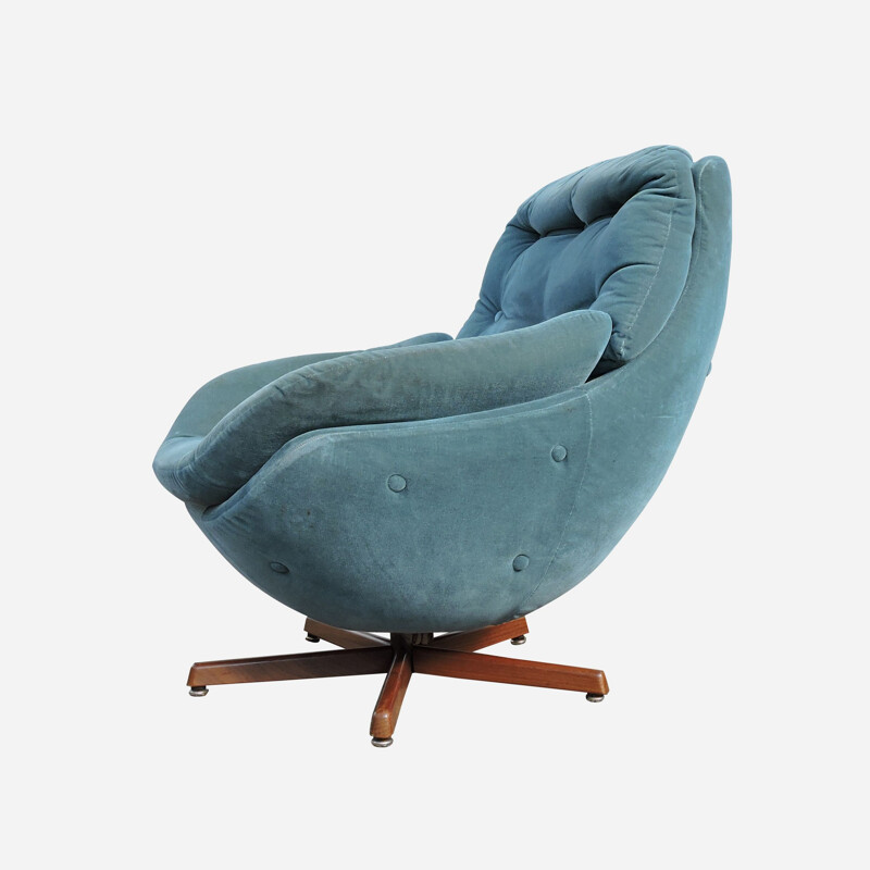 Vintage teal swivel armchair 1960