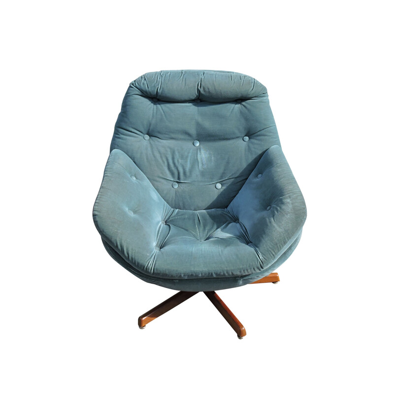 Vintage teal swivel armchair 1960