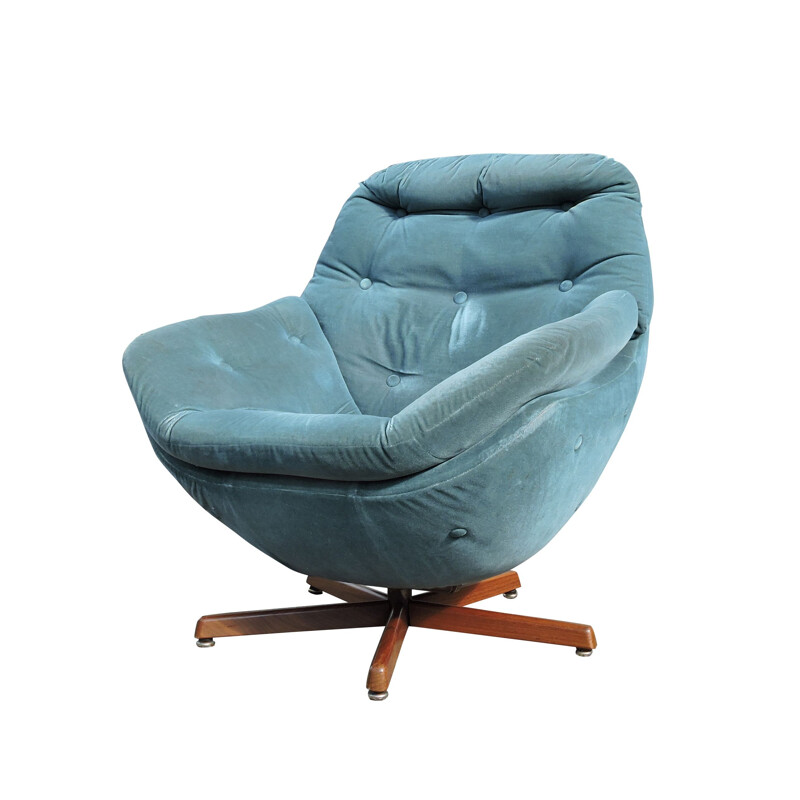 Vintage teal swivel armchair 1960