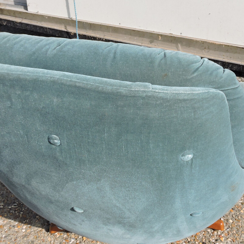 Vintage teal swivel armchair 1960