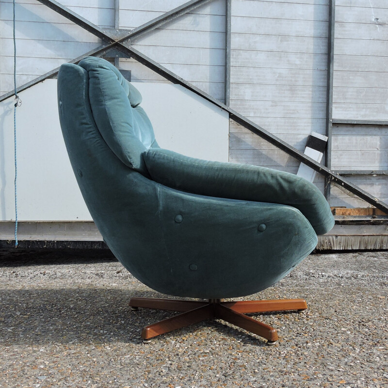 Vintage teal swivel armchair 1960