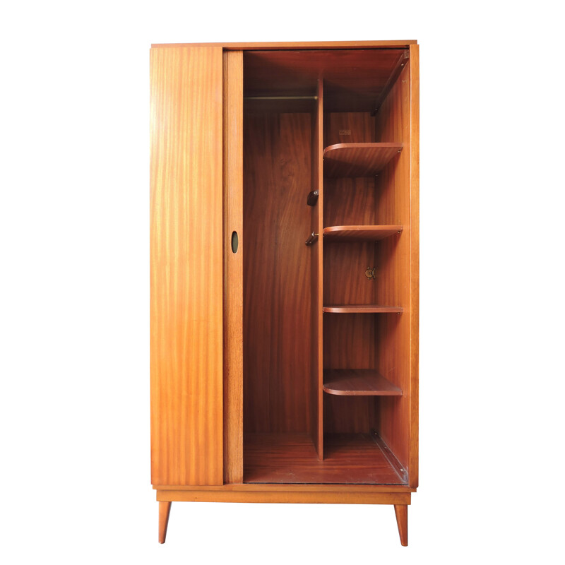 Vintage teak hinged door wardrobe 1960