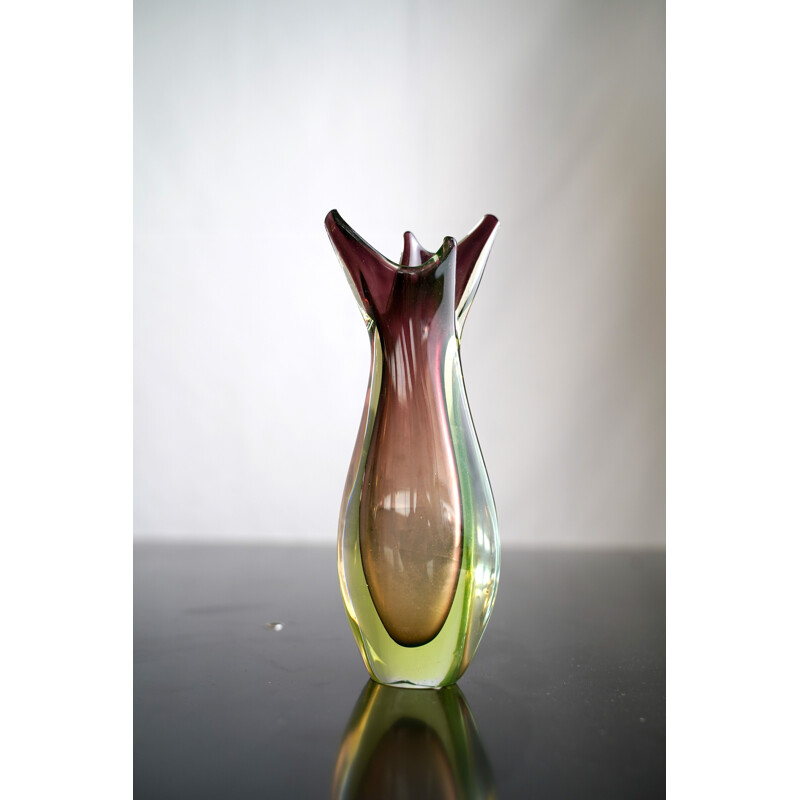 Vintage Italian glass vase Sommerso de Flavio Poli for Seguso 1960