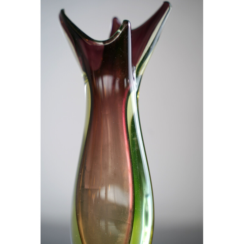 Vase vintage italien en verre Sommerso de Flavio Poli pour Seguso 1960