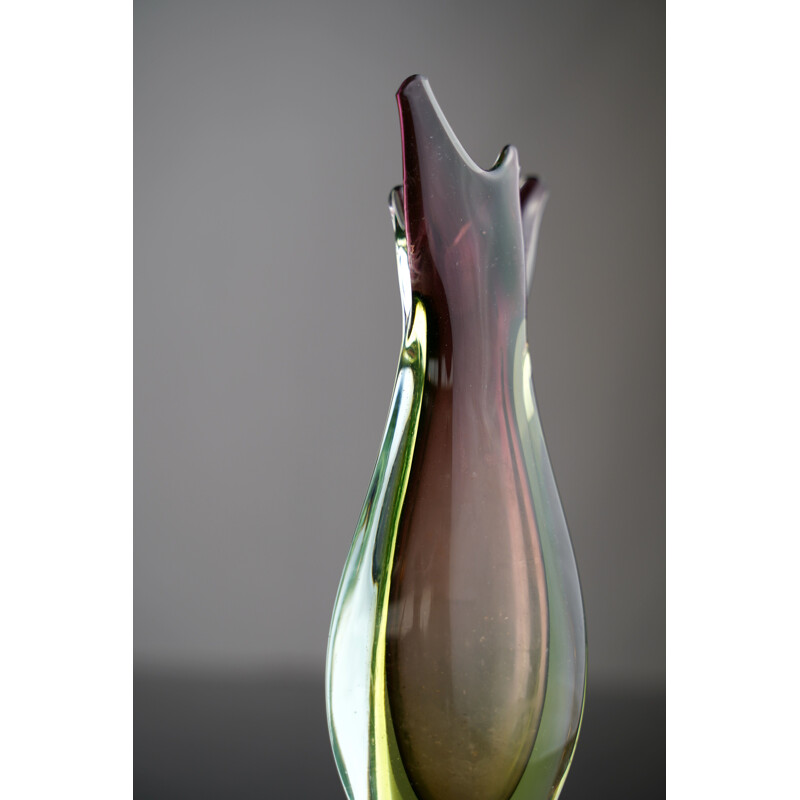 Vase vintage italien en verre Sommerso de Flavio Poli pour Seguso 1960