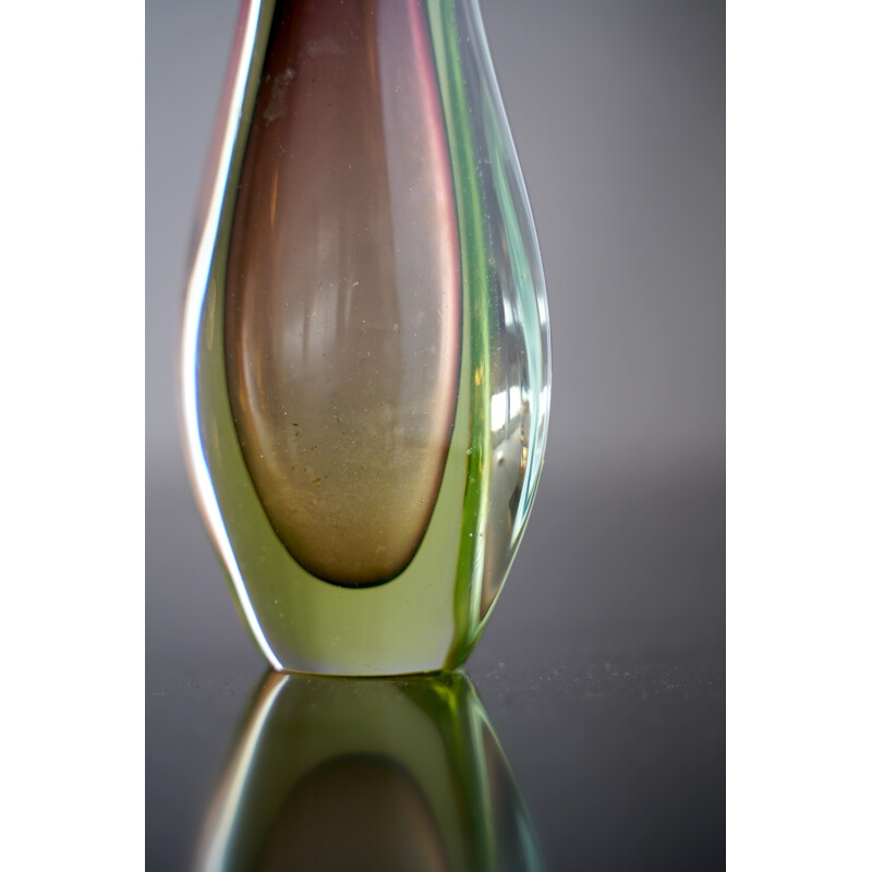 Vase vintage italien en verre Sommerso de Flavio Poli pour Seguso 1960