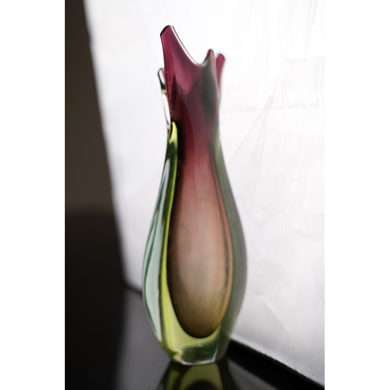 Vase vintage italien en verre Sommerso de Flavio Poli pour Seguso 1960