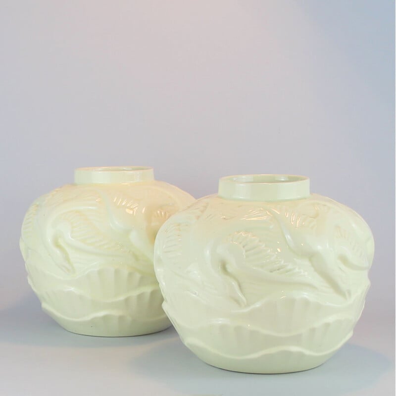 Pair of vintage art deco vases by Charles Catteau for Boch Frères, 1930