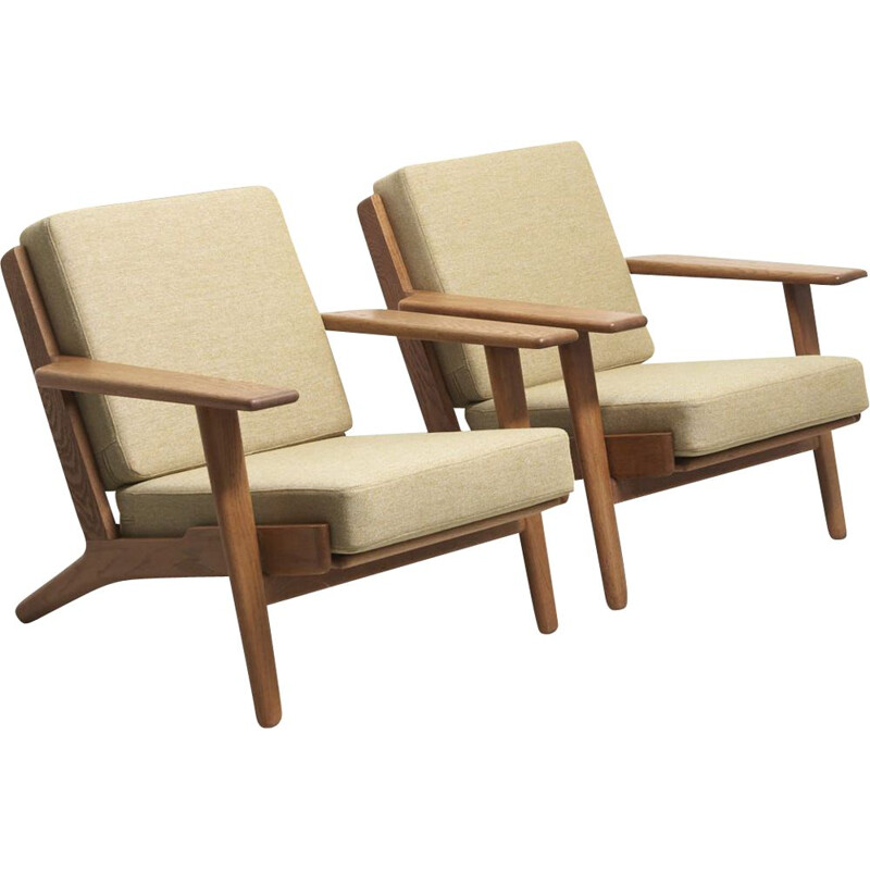 Pair of vintage Easy Chairs in Oak by Hans J. Wegner for Getama Denmark 1950s