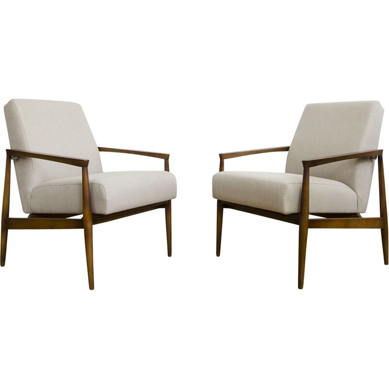 Pair of vintage beige armchairs 1960