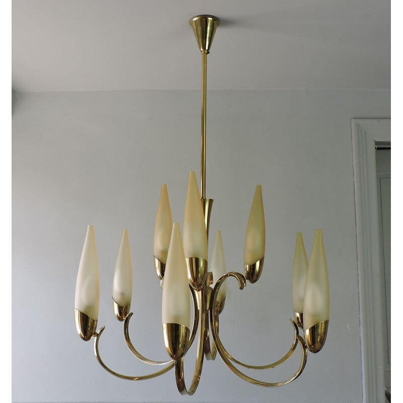 Vintage chandelier Angelo Lelli for Arredoluce Italy 1960s