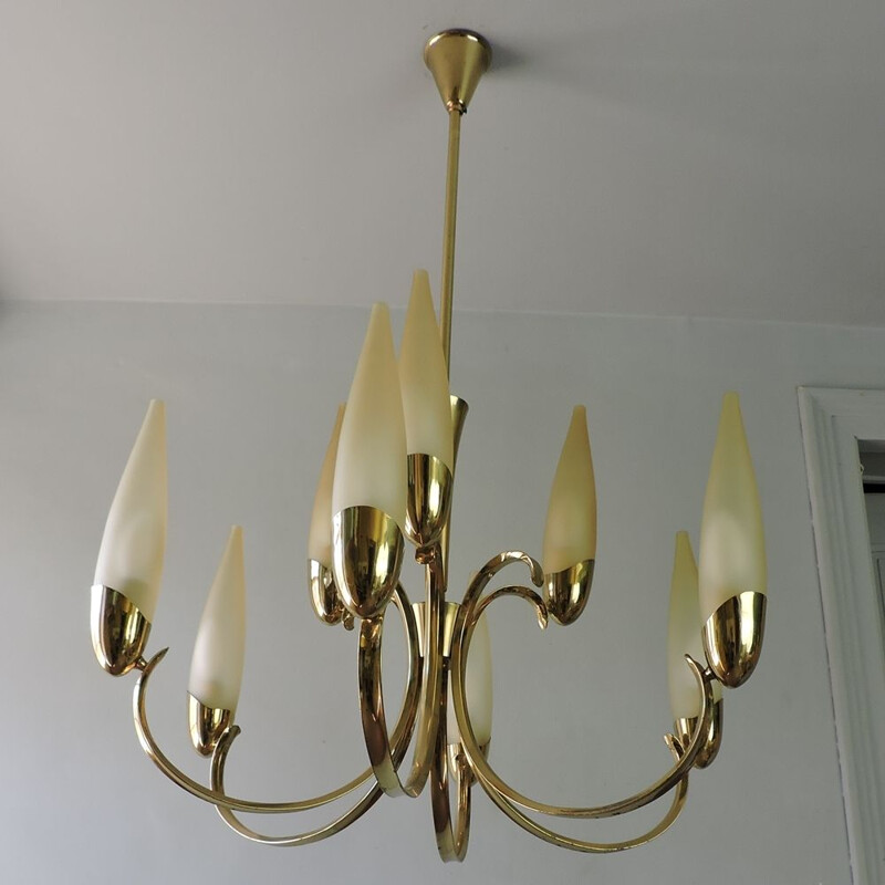 Vintage chandelier Angelo Lelli for Arredoluce Italy 1960s