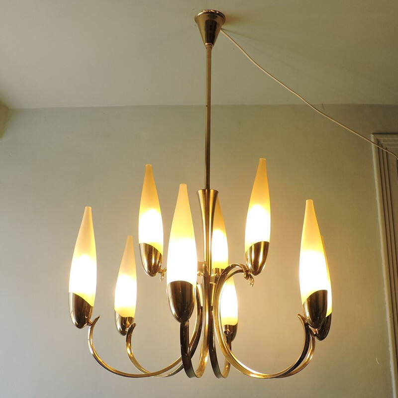 Vintage chandelier Angelo Lelli for Arredoluce Italy 1960s