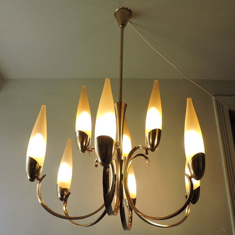 Vintage chandelier Angelo Lelli for Arredoluce Italy 1960s