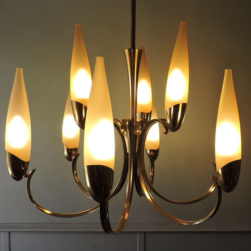 Vintage chandelier Angelo Lelli for Arredoluce Italy 1960s