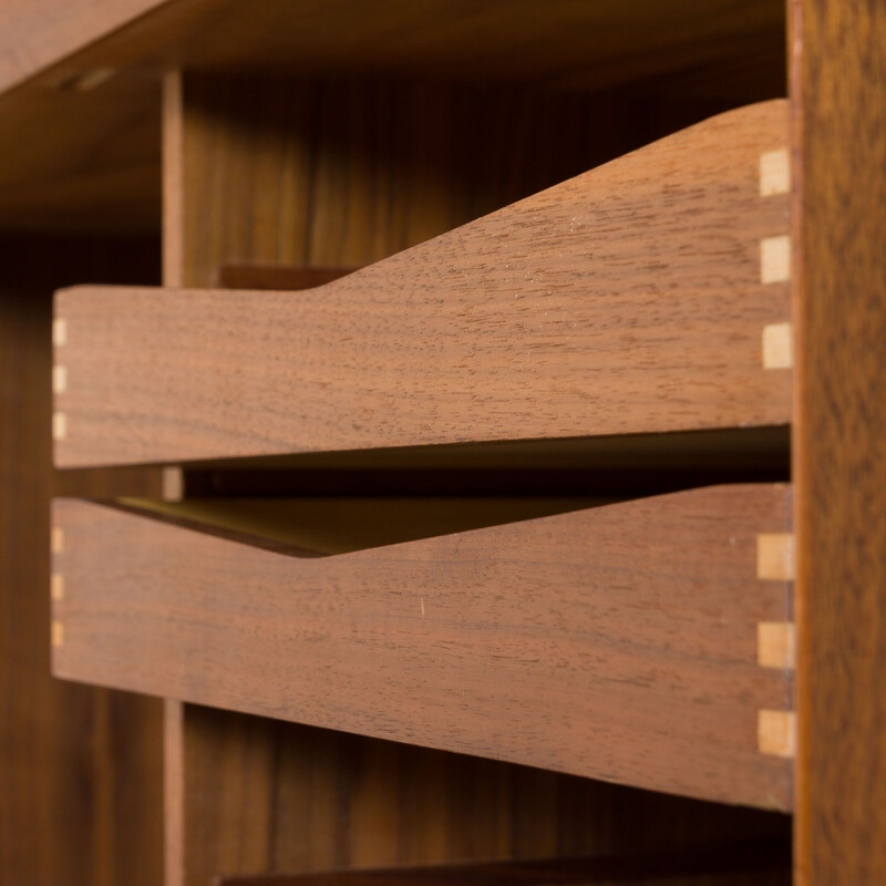 Vintage Early Poul Cadovius teak wall unit with bar cabinet and bookshelfs