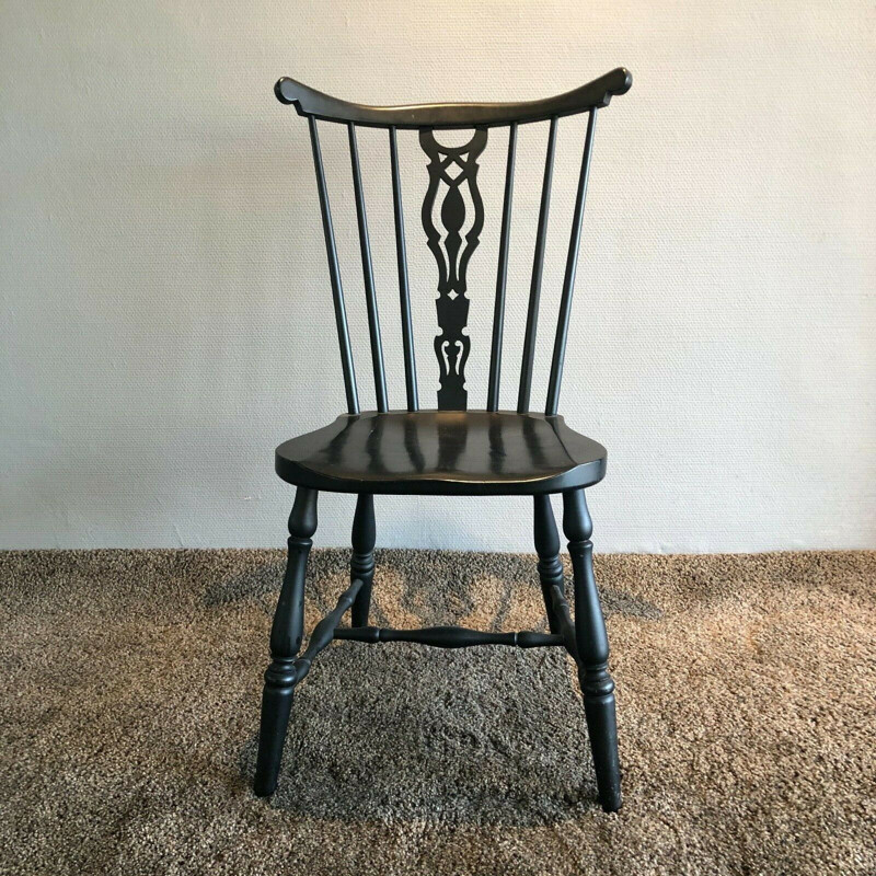 Paire de chaises vintage en bois laqué noir par Gemla Diö Suède 1950