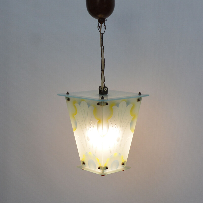 Vintage lantern chandelier Germany 1930s