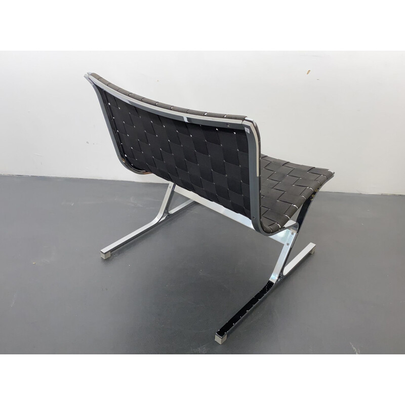 Schwarzer Vintage-Lounge-Sessel von Ross Littell für das ICF in Padua Italien 1960
