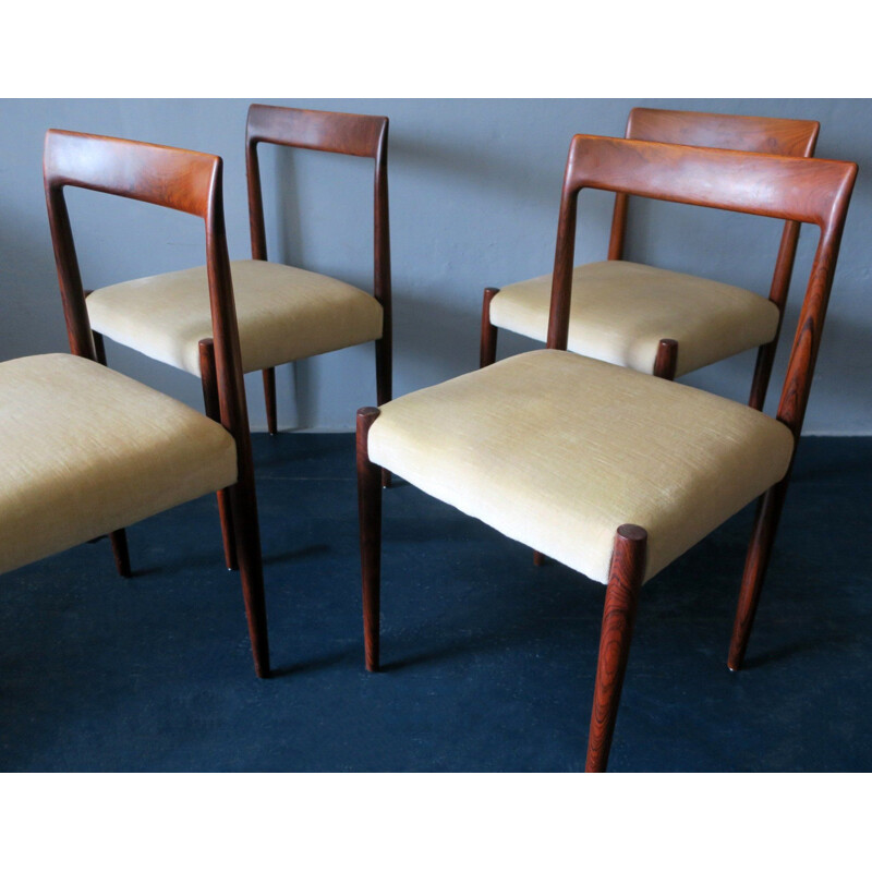 Lot de 4 chaises vintage en palissandre danoises 1960